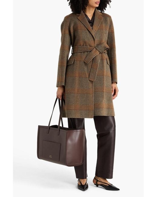 Theory Brown Checked Wool And Cashmere-blend Coat