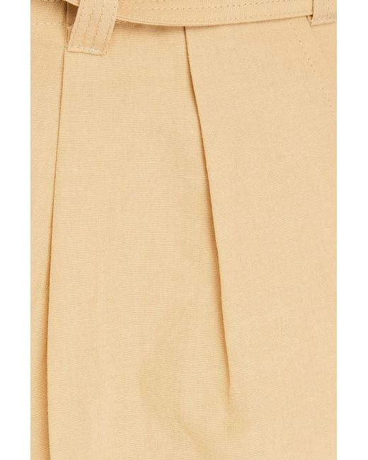 Ulla Johnson Natural Abri shorts aus einer baumwoll-leinen-seidenmischung mit falten