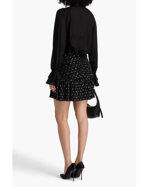 IRO Black Riham minck aus plissiertem crêpe mit polka-dots