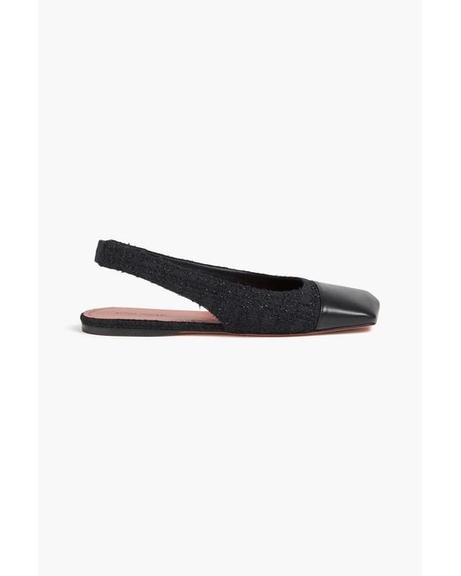 AMINA MUADDI Black Ane Leather And Tweed Slingback Ballet Flats