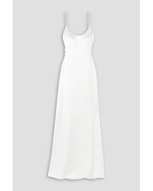 Galvan London Cove Open-back Pearl-embellished Satin Maxi Dress in White |  Lyst