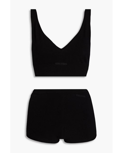 RED Valentino Black Knitted Top And Shorts Set