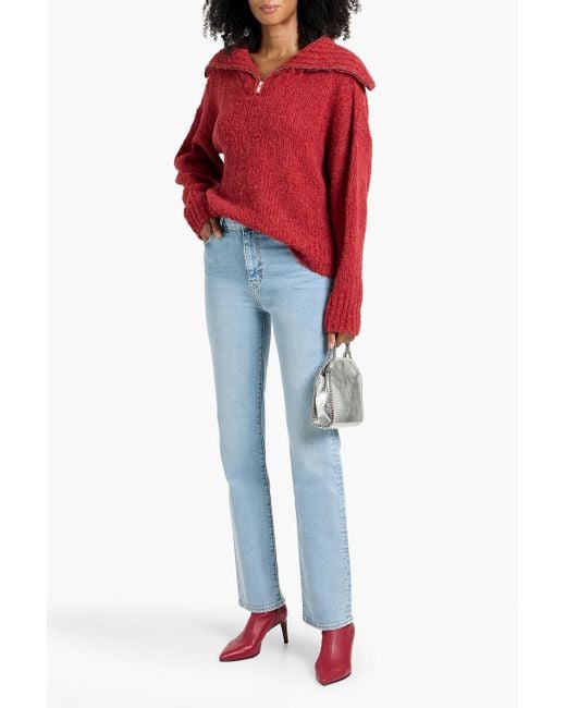 FRAME Blue The Ruler High-Rise Straight-Leg Jeans