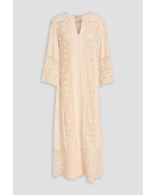 By Malene Birger Natural Delane Crochet-trimmed Linen And Cotton-blend Kaftan