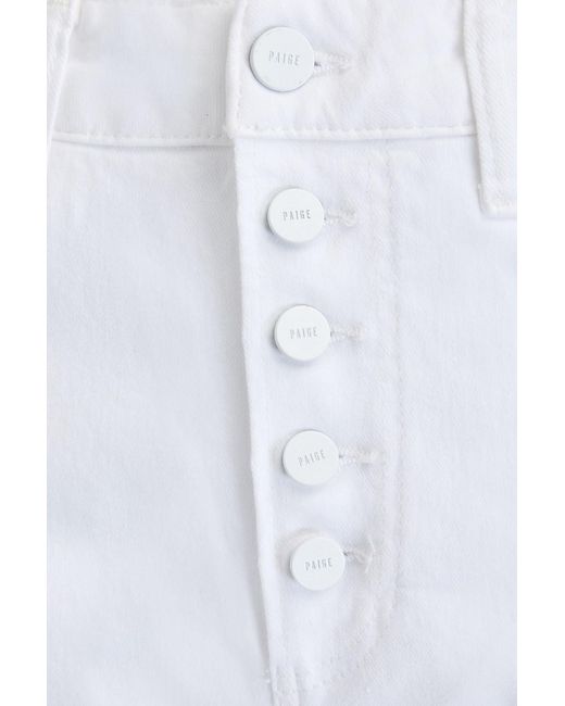 PAIGE White Leenah Cropped High-Rise Flared Jeans
