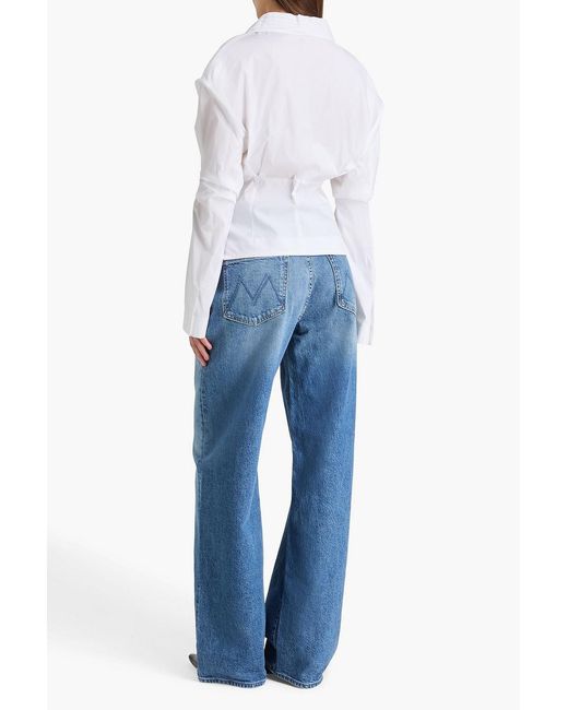 A.W.A.K.E. MODE White Pintucked Stretch-cotton Poplin Top