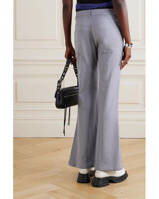 Marni Purple Embroidered Grain De Poudre Wool And Mohair-blend Flared Pants