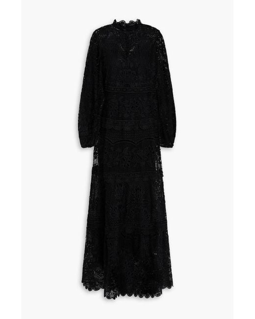 Farm Rio Black Guipure Lace Maxi Dress