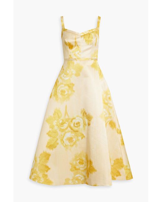 Emilia Wickstead Yellow Elvita Foral-print Faille Midi Dress