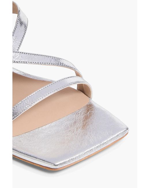 Stuart Weitzman White Oasis 50 Leather Slingback Sandals