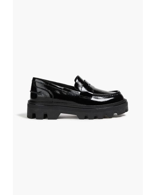 Rag & Bone Black Quinn Patent-Leather Platform Loafers
