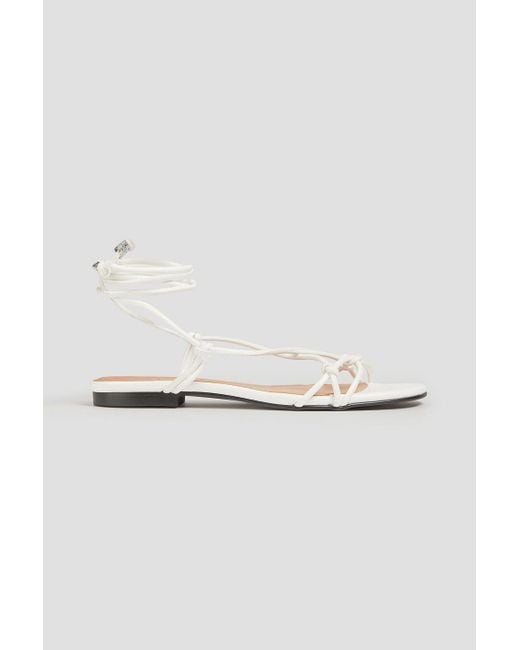 Ganni White Knotted Faux Leather Sandals