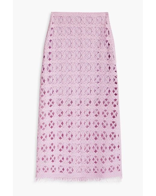 Maje Pink Crocheted Cotton Mini Skirt