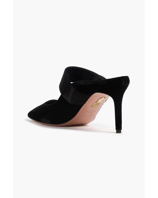 Aquazzura Black Macaron Embellished Velvet Mules