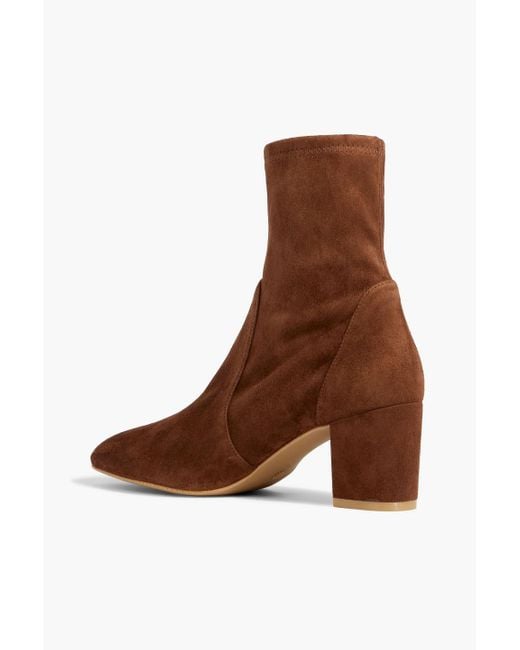 Stuart Weitzman Brown Yuliana 60 Stretch-Suede Ankle Boots
