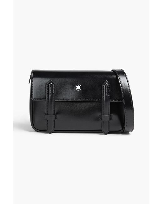 Montblanc Black Meisterstück Glossed-Leather Messenger Bag for men