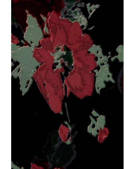 Rixo Black Benedict midikleid aus devoré-samt mit floralem print