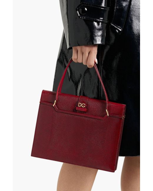 Dolce & Gabbana Red Ingrid Small Lizard-effect Leather Tote