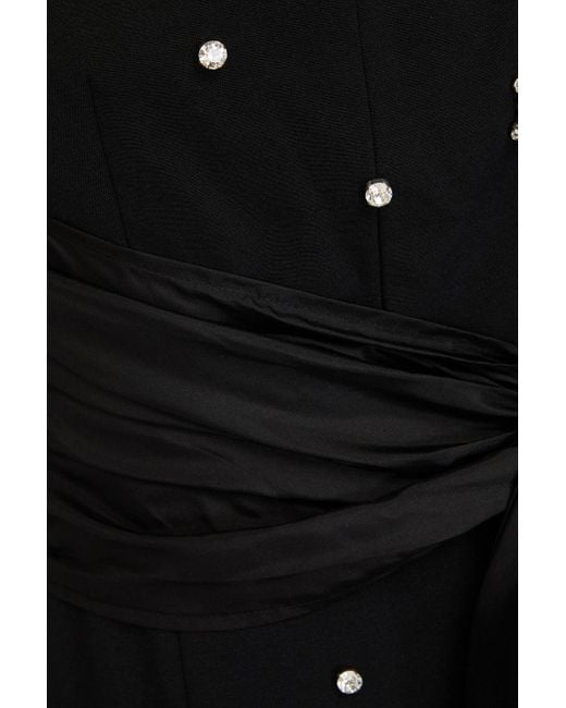 Huishan Zhang Black Kinsley Crystal-Embellished Crepe Midi Dress