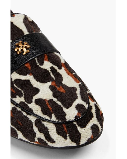 Tory Burch Black Reva Velvet-jaquard Loafers