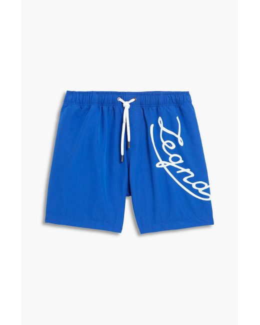 Ermenegildo Zegna Blue Short-length Logo-print Swim Shorts for men
