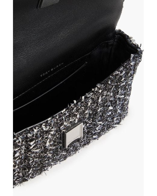 Tory Burch Black Kira schultertasche aus metallic-tweed