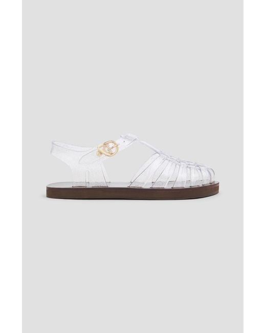 Ancient Greek Sandals White Homeria Glittered Pvc Fisherman Sandals