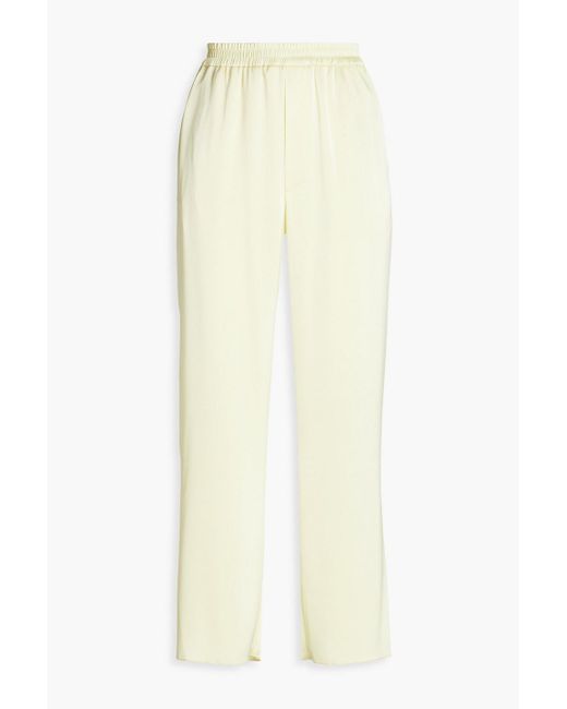 Nanushka White Cropped Satin-crepe Straight-leg Pants