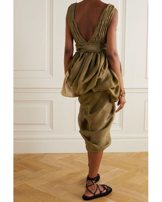 Altuzarra Green Wickelkleid "canna" aus gaze aus einer leinen-seidenmischung mit drapierung