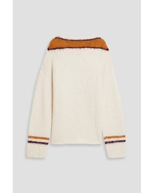 The Elder Statesman Natural Big Varsity Stripe Alpaca-blend Sweater