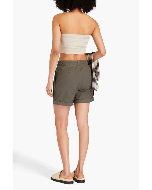 James Perse Green Pleated Linen-blend Shorts