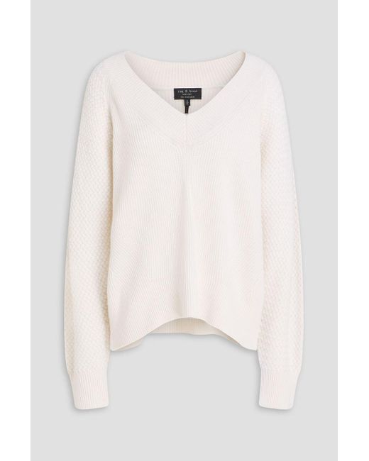 Rag & Bone White Kaylee Ribbed Cashmere Sweater