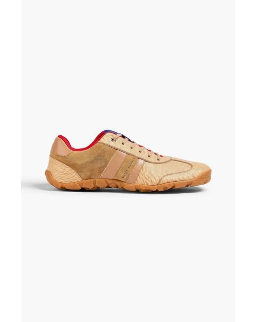 Wales Bonner Natural Color-block Suede And Textured-leather Sneakers