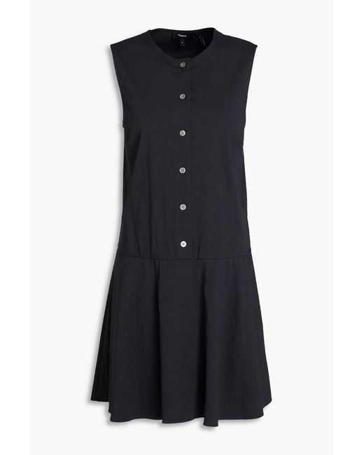 Theory Black Linen-blend Mini Dress