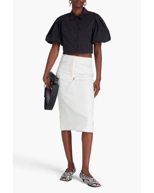 Jacquemus White Caraco bleistiftrock aus canvas mit gürtel