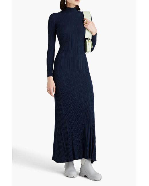 Jacquemus Blue Lenzuolo Ribbed-knit Turtleneck Maxi Dress