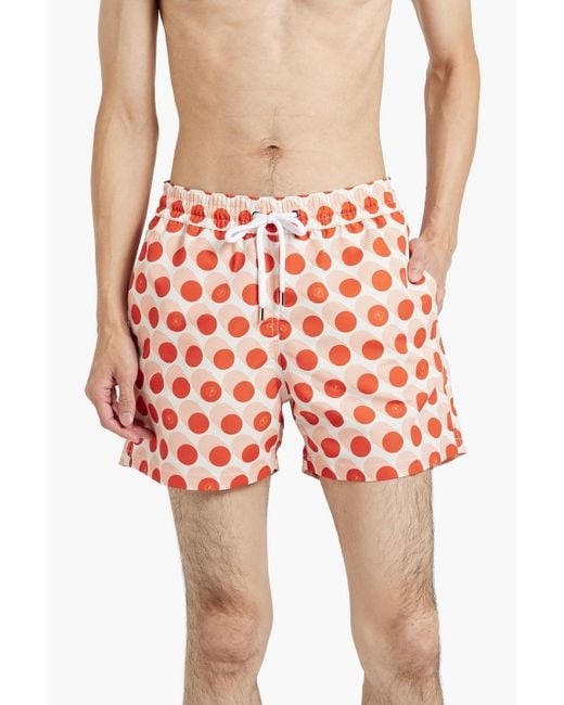 Frescobol Carioca Red Short-length Printed Swim Shorts for men