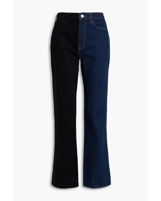 FRAME Denim Le Jane Two-tone High-rise Bootcut Jeans in Blue | Lyst Canada