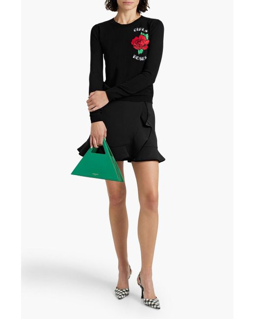 RED Valentino Black Skirt-effect Ruffled Crepe Shorts