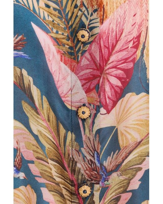Zimmermann Blue Floral-Print Silk Shirt