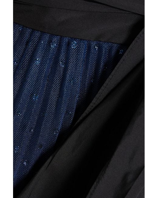 RED Valentino Blue Strapless Bow-Detailed Glittered Tulle Midi Dress