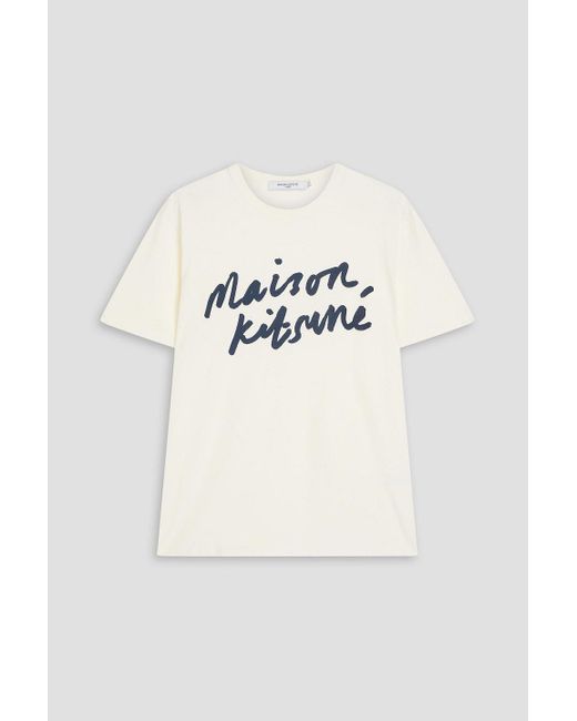 Maison Kitsuné White Logo-print Cotton-jersey T-shirt for men