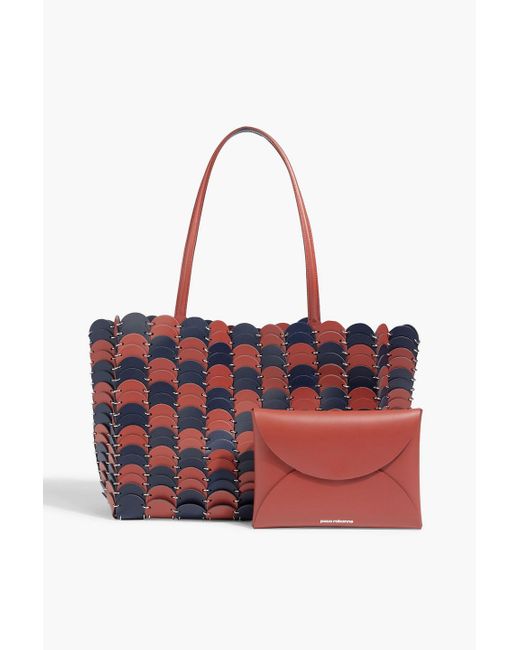 Rabanne Red Pacoio Cabas Laser-cut Leather Tote