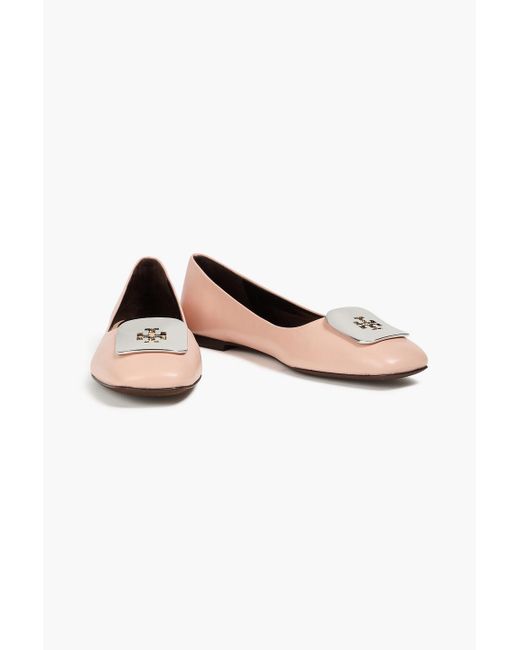 Tory Burch White Georgia Embellished Ballet Flats