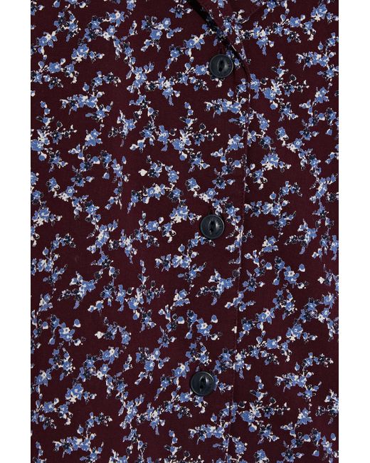 Rag & Bone Purple Reed Floral-Print Stretch-Cotton Poplin Shirt