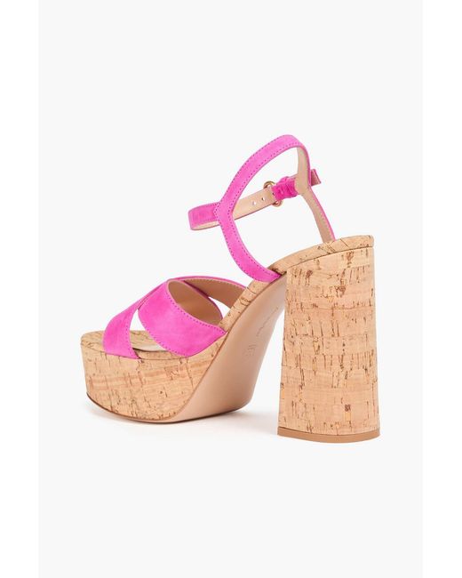 Gianvito Rossi Pink Bebe Suede Platform Sandals