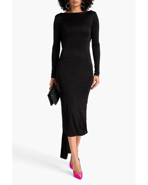 Versace Black Open-Back Jersey Midi Dress