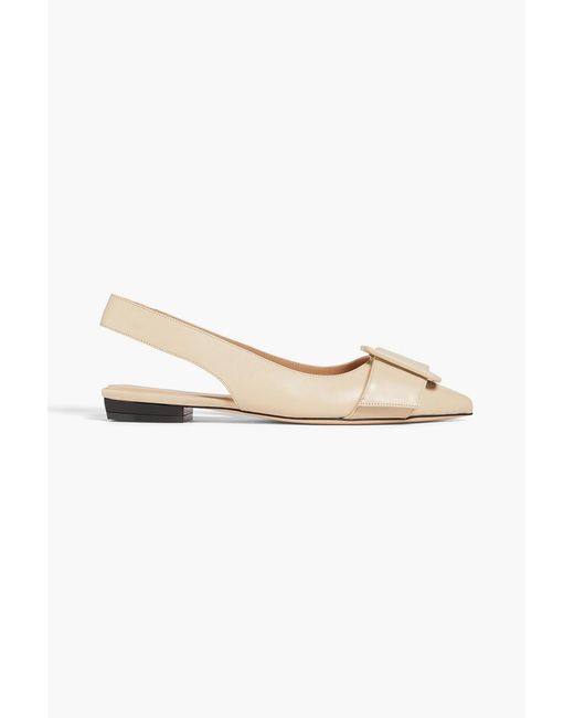 Sergio Rossi Natural Buckled Leather Slingback Point-toe Flats