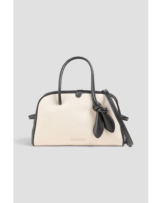 Jacquemus Natural Le Petit Turismo Leather And Canvas Tote