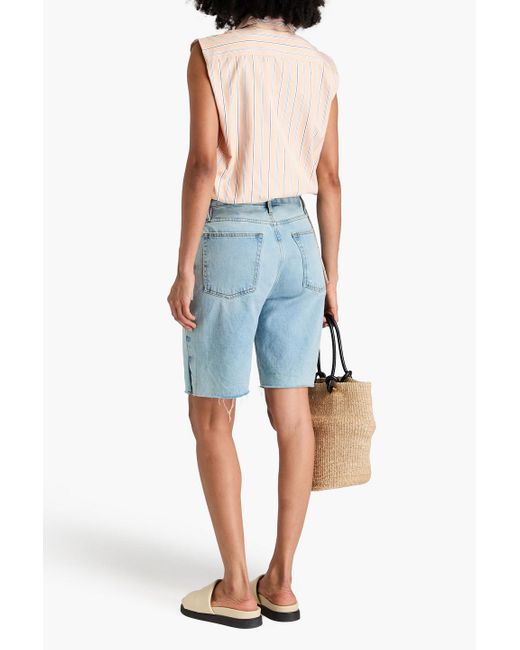 Rag & Bone White Fiona Cropped Striped Cotton-Poplin Top